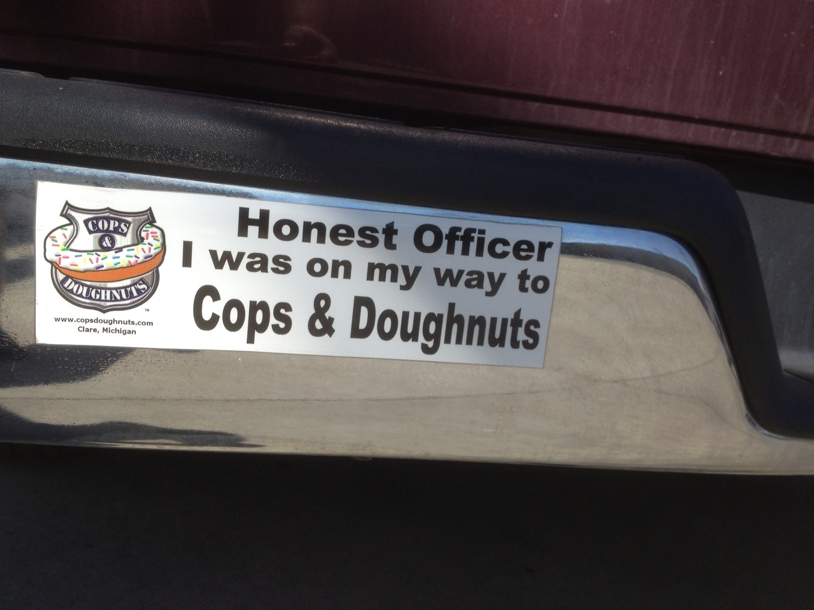 6'' or 8'' 3'' 5'' Police Officer With Donuts Car Bumper Sticker Decal 